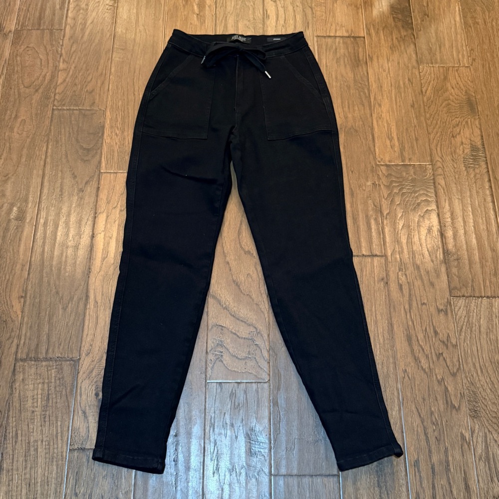 Judy Blue Jogger Pants Womens 5/27 Black High Waist Drawstring Stretch Denim